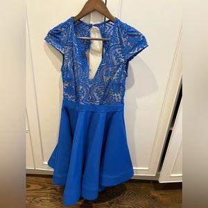 Blue mini lace dress - from Honey